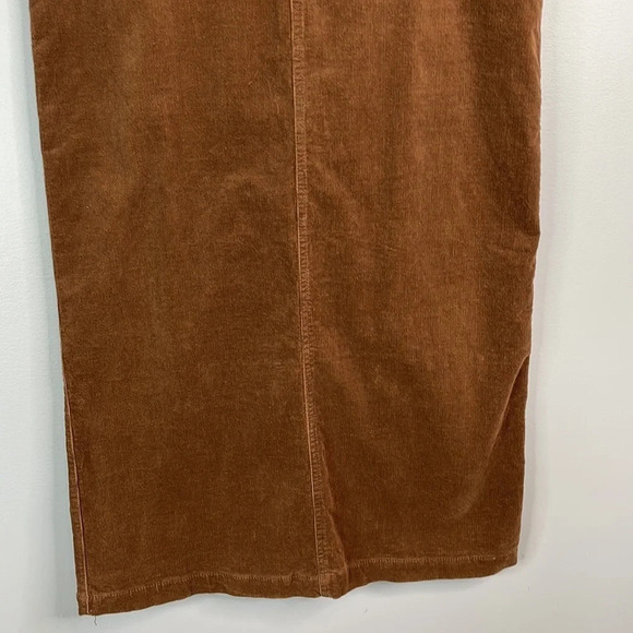 COTTON GINNY Y2K Brown Midi Skirt Corduroy Back Slit Pockets Cotton Spandex 5 - Picture 4 of 12